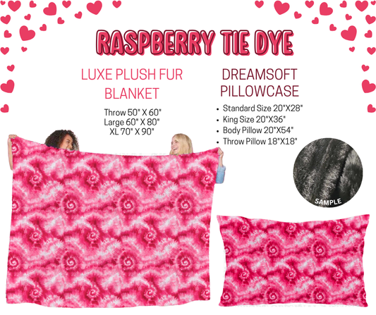 Preorder! Closes 11/17. ETA Jan. Raspberry Tie Dye Luxe Plush Fur Blanket and/or DreamSoft Pillowcase