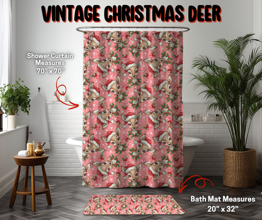 Preorder! Closes 9/8. ETA Dec. Vintage Christmas Deer Custom Shower Curtain and/or Bath Mat