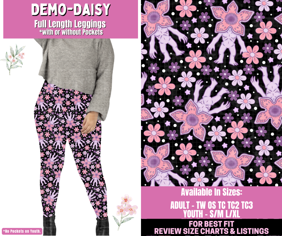 Preorder! Closes 1/12. ETA March. Demo-Daisy Full Length Leggings w/wo Pockets