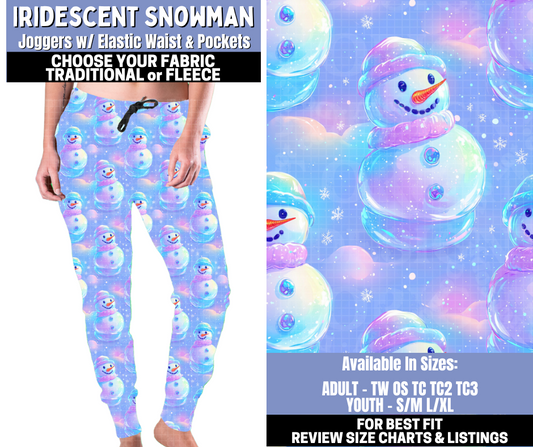 Preorder! Closes 10/30. ETA Jan. Iridescent Snowman Joggers Choose Fleece or Traditional