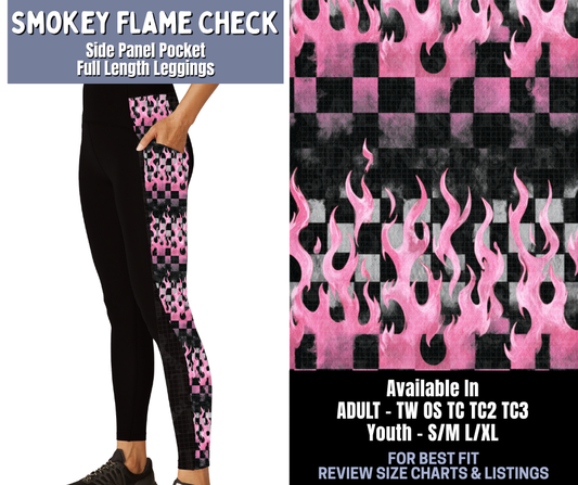 Preorder! Closes 1/8. ETA March. Smokey Flame Check Side Panel Pocket Full Length Leggings