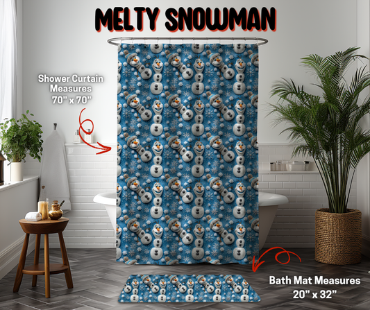 Preorder! Closes 9/8. ETA Dec. Melty Snowman Custom Shower Curtain and/or Bath Mat