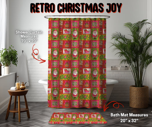 Preorder! Closes 9/8. ETA Dec. Retro Christmas Joy Custom Shower Curtain and/or Bath Mat