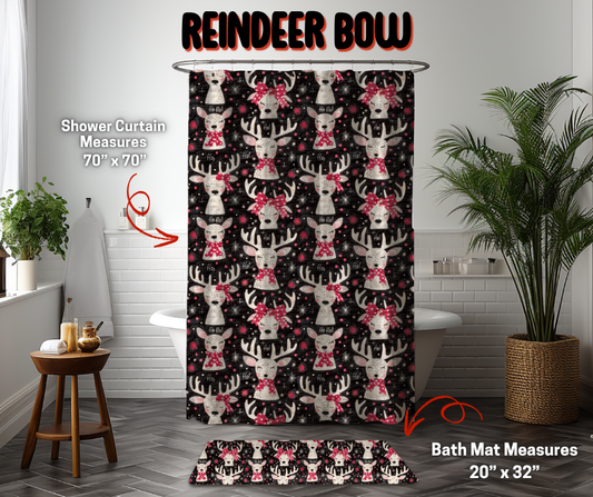 Preorder! Closes 9/8. ETA Dec. Reindeer Bow Custom Shower Curtain and/or Bath Mat