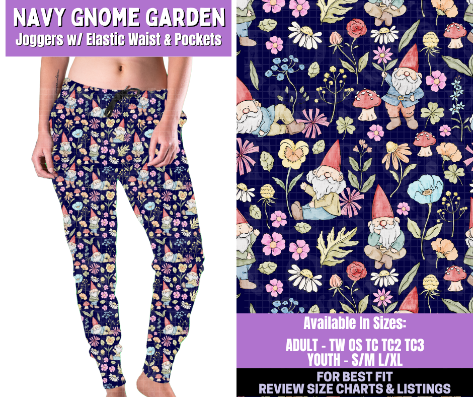 Preorder! Closes 1/5. ETA March. Navy Gnome Garden Joggers