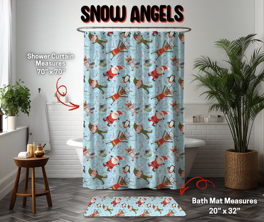Preorder! Closes 9/8. ETA Dec. Snow Angels Custom Shower Curtain and/or Bath Mat