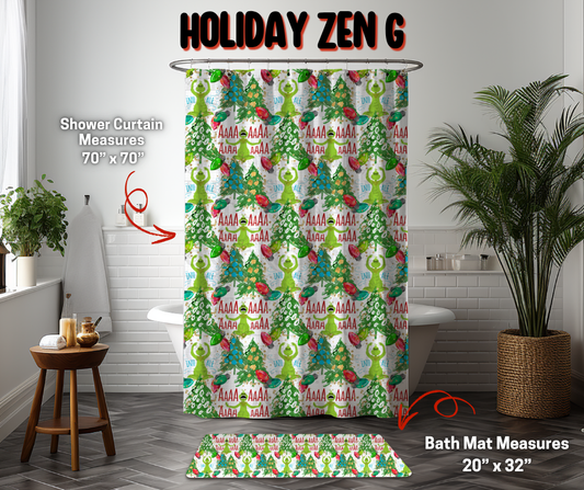 Preorder! Closes 9/8. ETA Dec. Holiday Zen G Custom Shower Curtain and/or Bath Mat