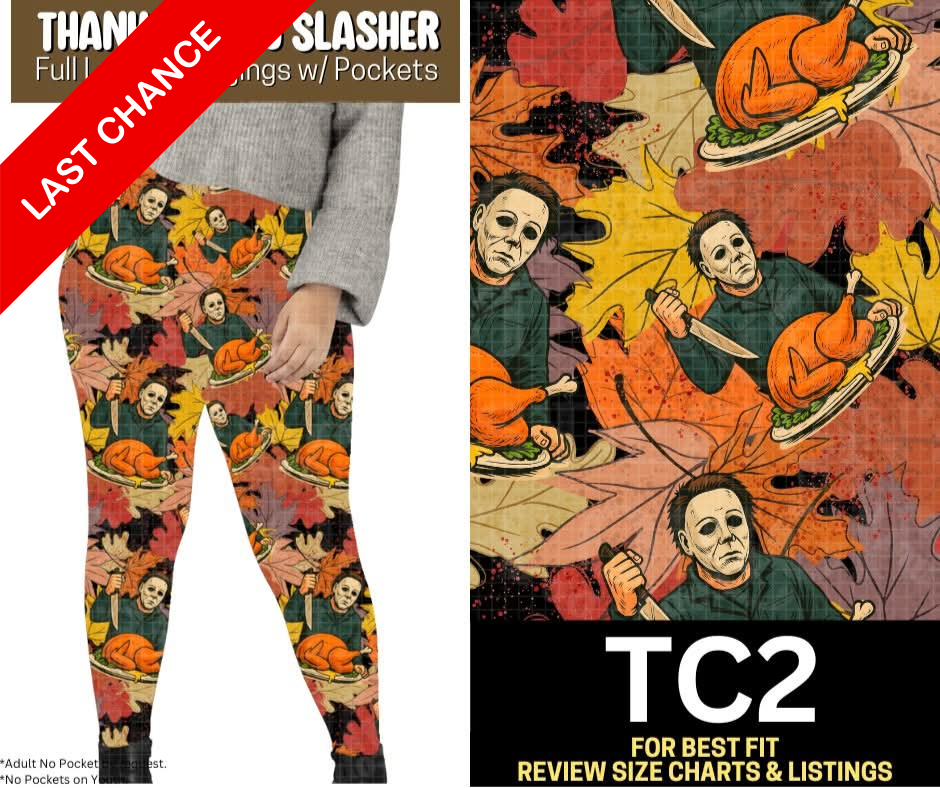 Thanksgiving Slasher Full Length Leggings w/ Pockets