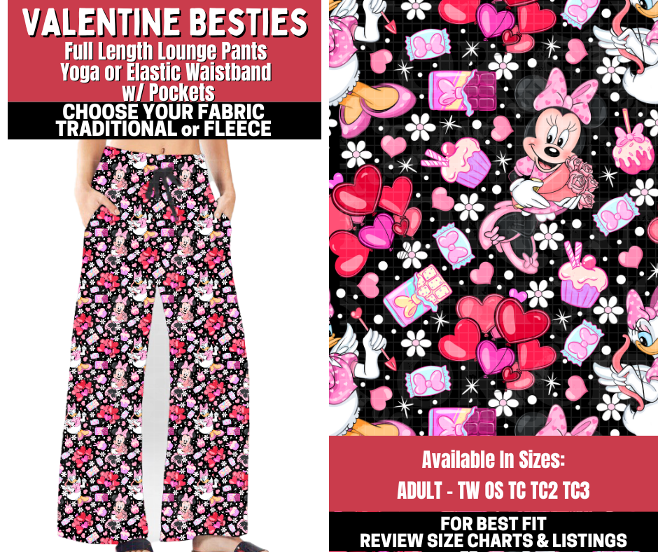 Preorder! Closes 11/13. ETA Jan. Valentine Besties Lounge Pants Choose Fleece or Traditional