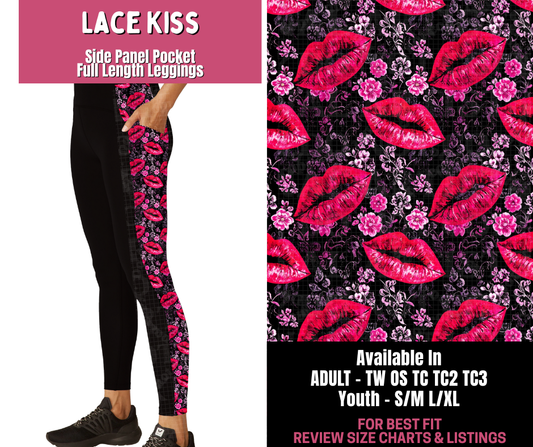 Preorder! Closes 11/10. ETA Jan. Lace Kiss Side Panel Pocket Full Length Leggings