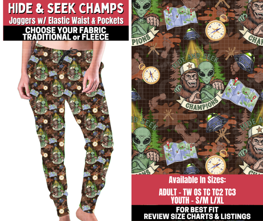 Preorder! Closes 11/13. ETA Jan. Hide & Seek Champs Joggers Choose Fleece or Traditional
