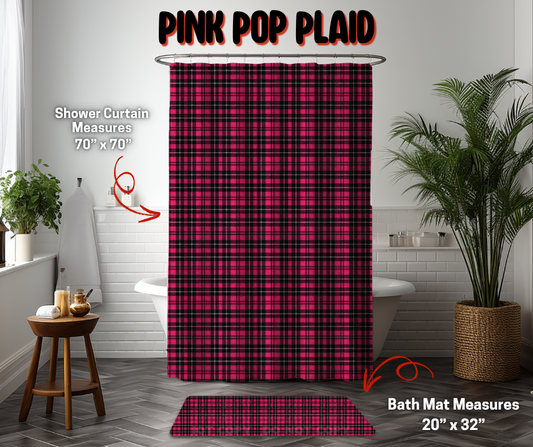 Preorder! Closes 9/8. ETA Dec. Pink Pop Plaid Custom Shower Curtain and/or Bath Mat