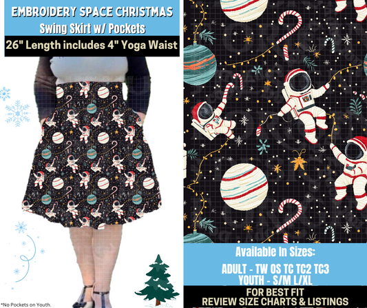 Preorder! Closes 8/28. ETA Nov. Embroidery Space Christmas Swing Skirt