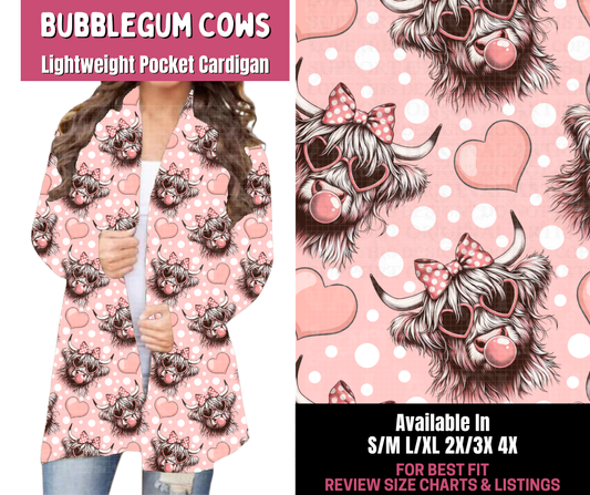 Preorder! Closes 11/10. ETA Jan. Bubblegum Cows Pocket Cardigan
