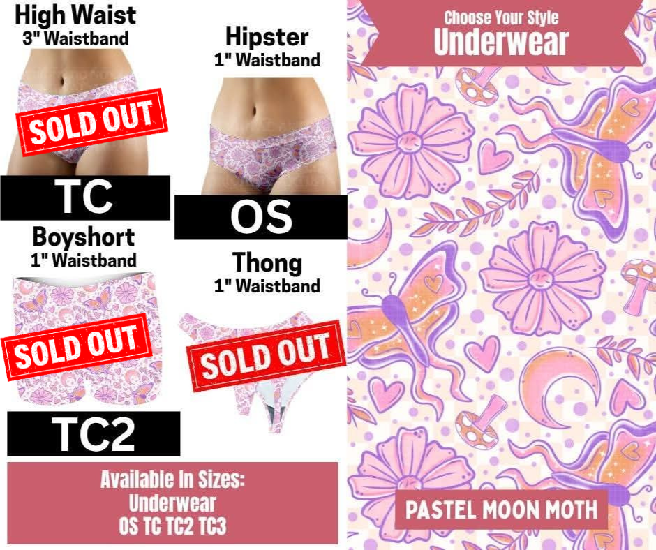 Pastel Moon Moth Hipster Underwear