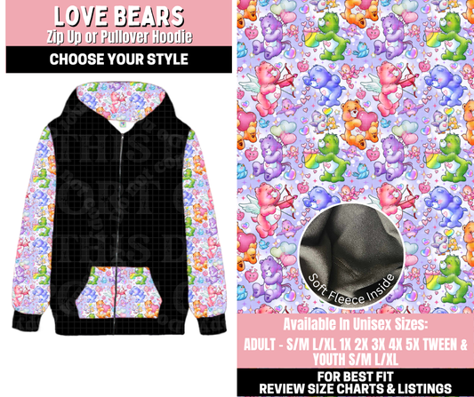 Preorder! Closes 11/12. ETA Jan. Love Bears Zip-Up or Pullover Hoodie