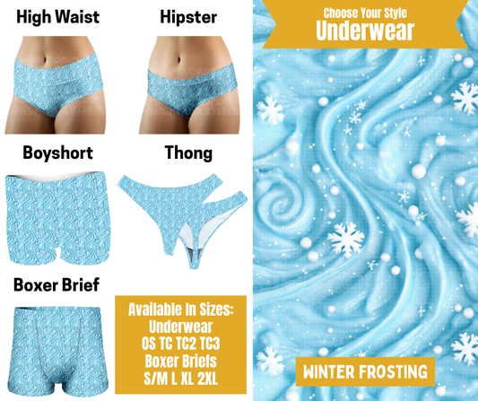 Preorder! Closes 10/28. ETA Jan. Winter Frosting Hipster, High Waist, Boyshort, & Thong Underwear & Boxer Briefs