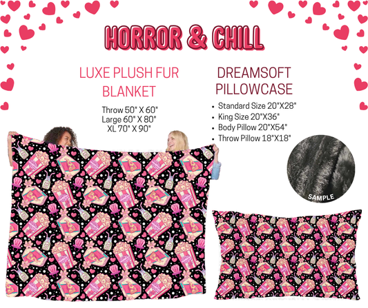 Preorder! Closes 11/17. ETA Jan. Horror & Chill Luxe Plush Fur Blanket and/or DreamSoft Pillowcase