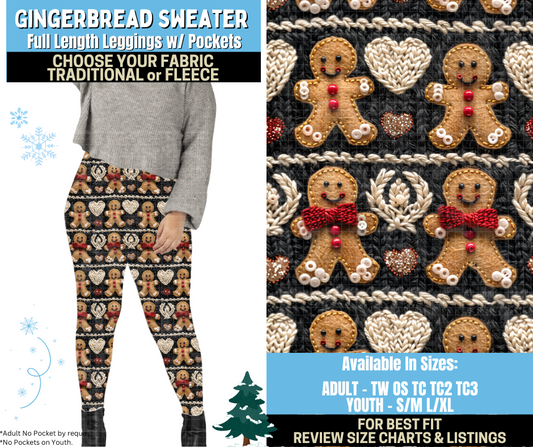 Preorder! Closes 8/28. ETA Nov. Gingerbread Sweater Leggings Choose Fleece or Traditional