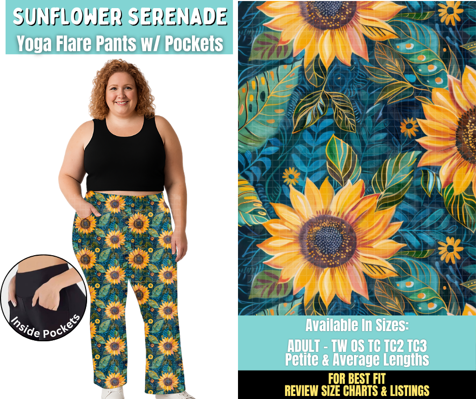 Preorder! Closes 6/25. ETA Sept. Sunflower Serenade Yoga Flare Pants