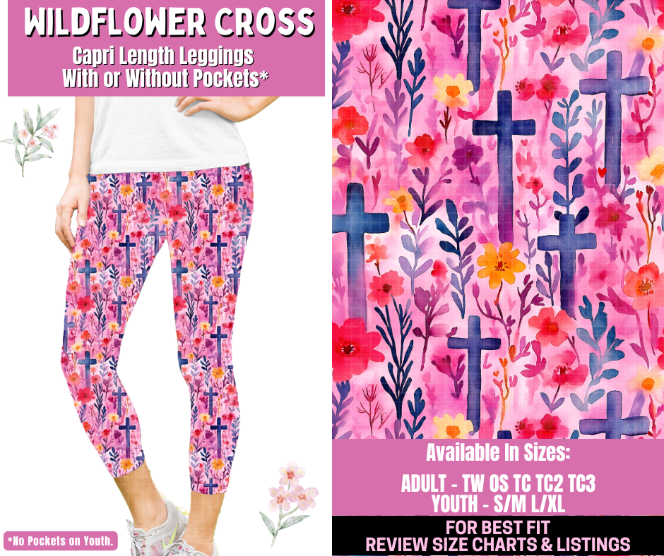 Preorder! Closes 1/12. ETA March. Wildflower Cross Capri Length Leggings w/wo Pockets