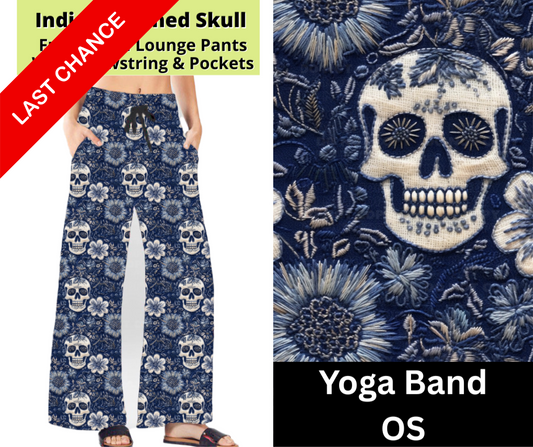Indigo Stitched Skull Full Length Lounge Pants