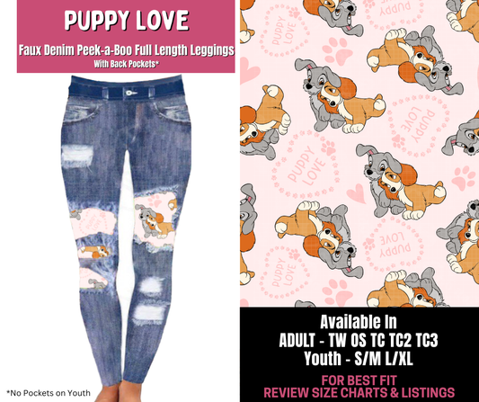 Preorder! Closes 11/10. ETA Jan. Puppy Love Full Length Faux Denim Peekaboo
