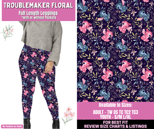 Preorder! Closes 1/12. ETA March. Troublemaker Floral Full Length Leggings w/wo Pockets
