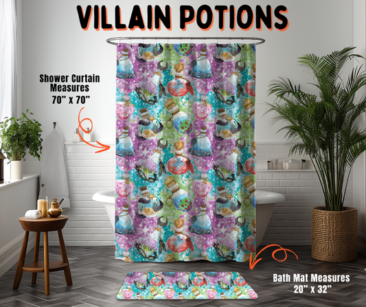 Preorder! Closes 6/10. ETA Sept. Villain Potions Custom Shower Curtain and/or Bath Mat