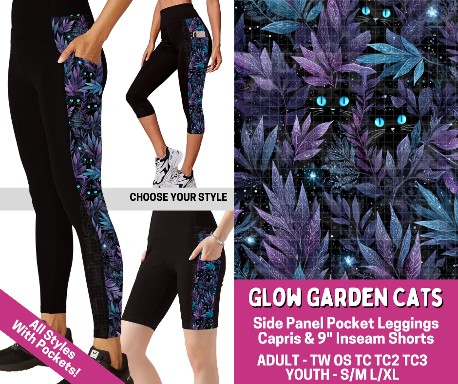 Preorder! Closes 6/18. ETA Sept. Glow Garden Cats Combo Side Panel Legging Lengths