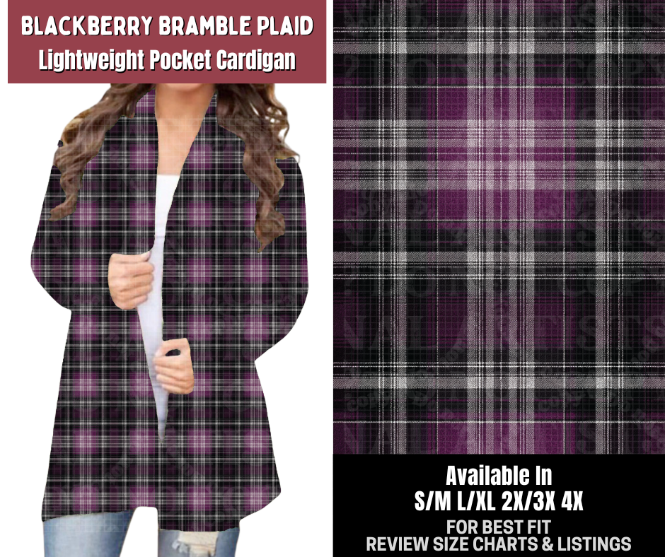 Preorder! Closes 7/23. ETA Oct. Blackberry Bramble Plaid Pocket Cardigan