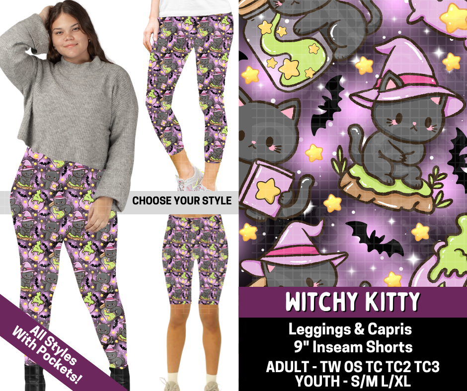 Preorder! Closes 7/9. ETA Oct. Witchy Kitty Combo Legging Lengths