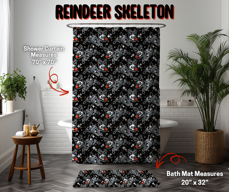 Preorder! Closes 9/8. ETA Dec. Reindeer Skeleton Custom Shower Curtain and/or Bath Mat