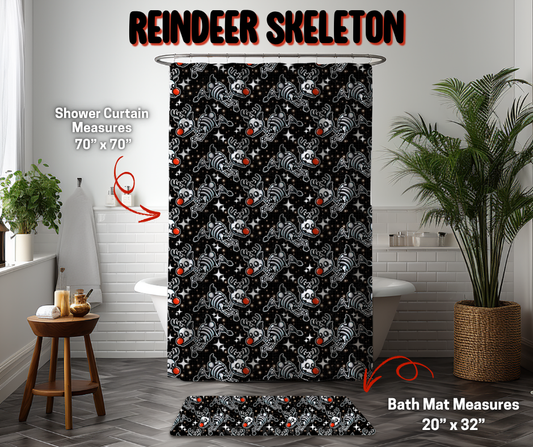 Preorder! Closes 9/8. ETA Dec. Reindeer Skeleton Custom Shower Curtain and/or Bath Mat
