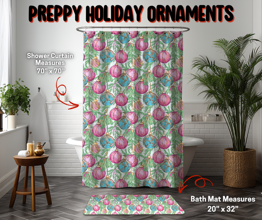 Preorder! Closes 9/8. ETA Dec. Preppy Holiday Ornaments Custom Shower Curtain and/or Bath Mat