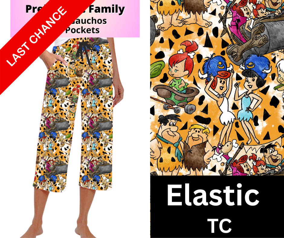 Prehistoric Family Capri Gauchos