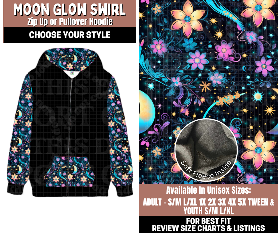 Preorder! Closes 11/3. ETA Jan. Moon Glow Swirl Zip-Up or Pullover Hoodie