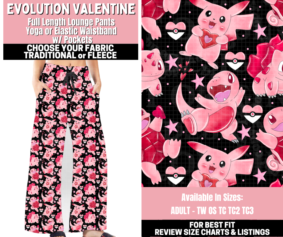 Preorder! Closes 11/12. ETA Jan. Evolution Valentine Lounge Pants Choose Fleece or Traditional
