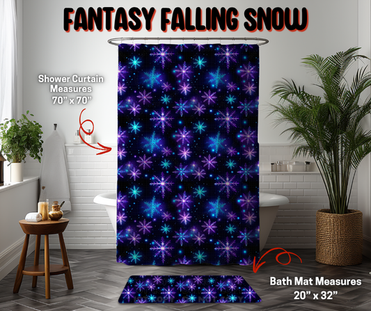 Preorder! Closes 9/8. ETA Dec. Fantasy Falling Snow Custom Shower Curtain and/or Bath Mat