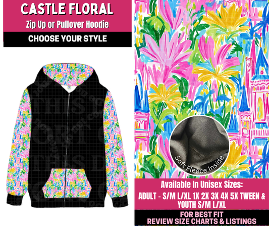 Preorder! Closes 12/31. ETA March. Castle Floral Full Length Zip-Up or Pullover Hoodie