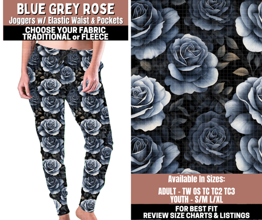 Preorder! Closes 11/3. ETA Jan. Blue Grey Rose Joggers Choose Fleece or Traditional