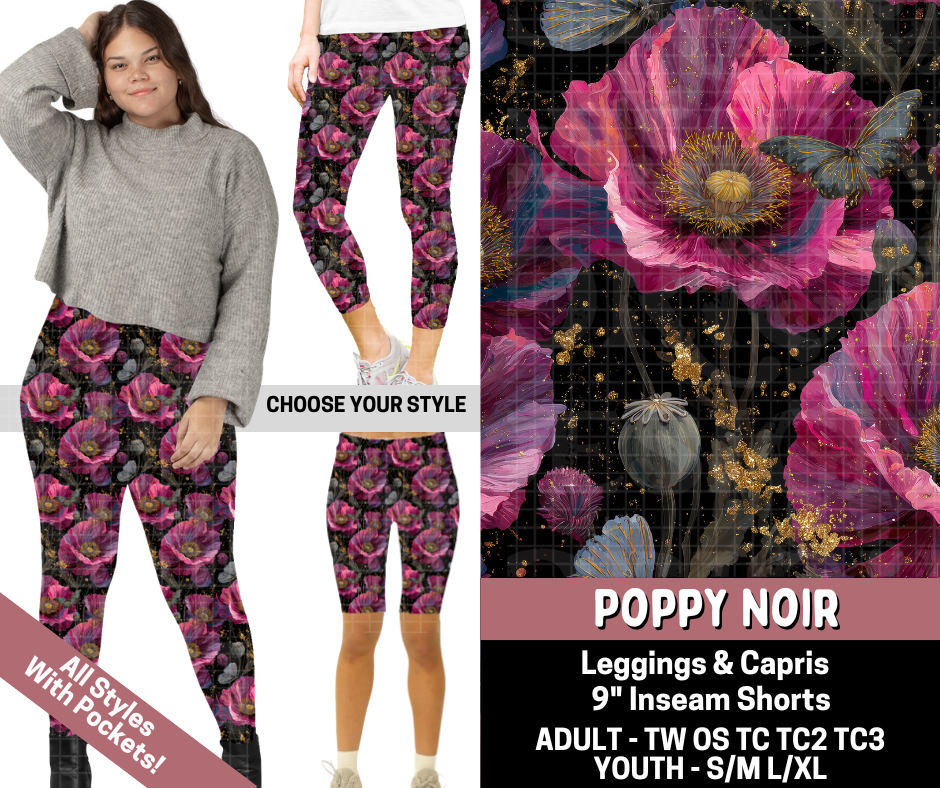 Preorder! Closes 6/11. ETA Sept. Poppy Noir Combo Legging Lengths