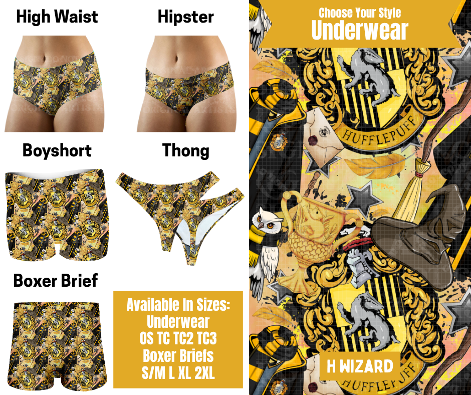 Preorder! Closes 10/28. ETA Jan. H Wizard Hipster, High Waist, Boyshort, & Thong Underwear & Boxer Briefs