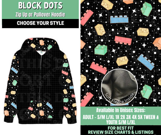 Preorder! Closes 1/7. ETA March. Block Dots Zip-Up or Pullover Hoodie
