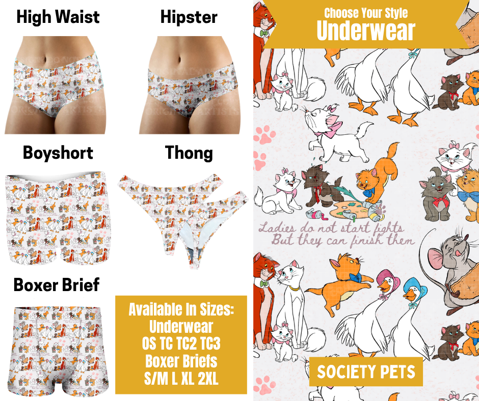 Preorder! Closes 10/28. ETA Jan. Society Pets Hipster, High Waist, Boyshort, & Thong Underwear & Boxer Briefs