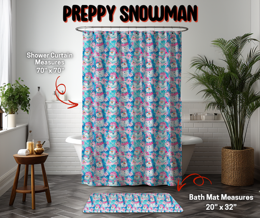 Preorder! Closes 9/8. ETA Dec. Preppy Snowman Custom Shower Curtain and/or Bath Mat