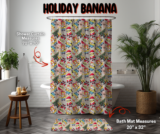 Preorder! Closes 9/8. ETA Dec. Holiday Banana Custom Shower Curtain and/or Bath Mat