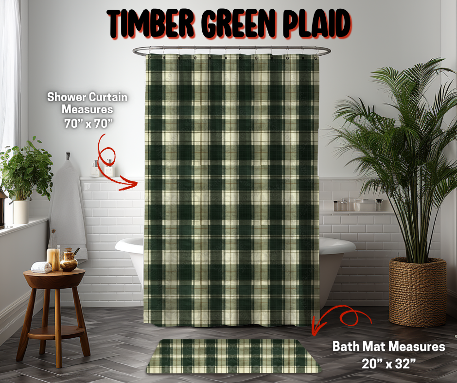Preorder! Closes 9/8. ETA Dec. Timber Green Plaid Custom Shower Curtain and/or Bath Mat