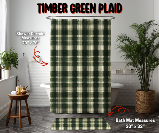 Preorder! Closes 9/8. ETA Dec. Timber Green Plaid Custom Shower Curtain and/or Bath Mat