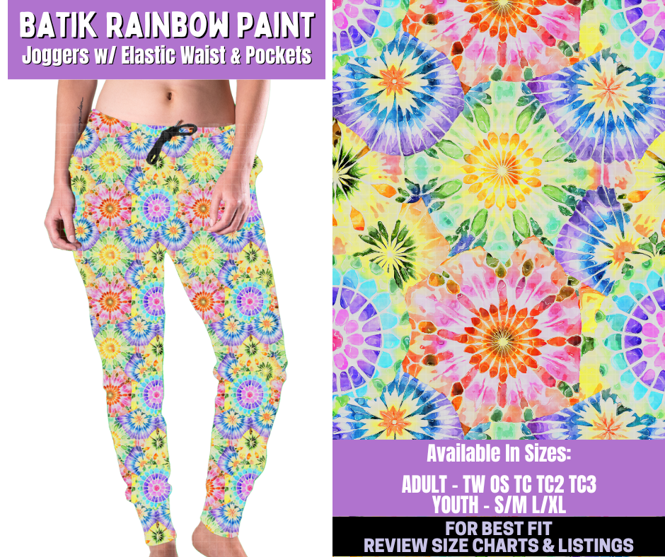 Preorder! Closes 1/5. ETA March. Batik Rainbow Paint Joggers